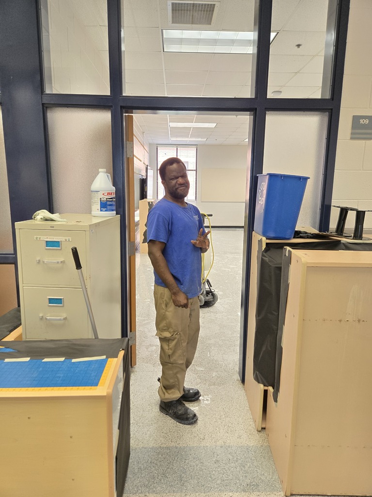 Our custodial staff preparing for the school year.