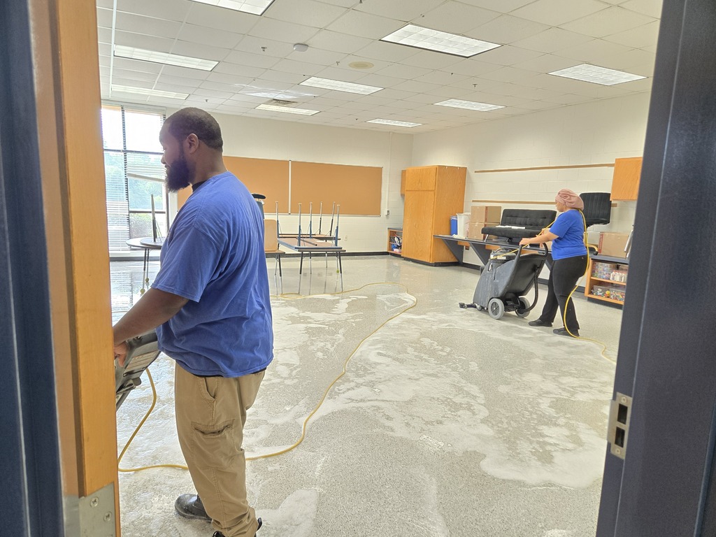 Our custodial staff preparing for the school year.