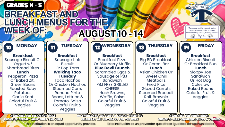 Weekly Lunch Menus