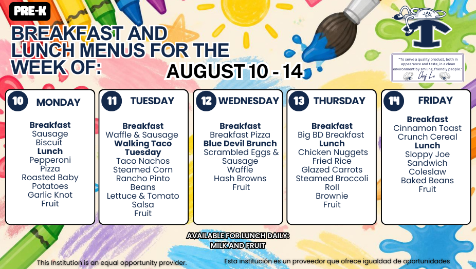 Weekly Lunch Menus
