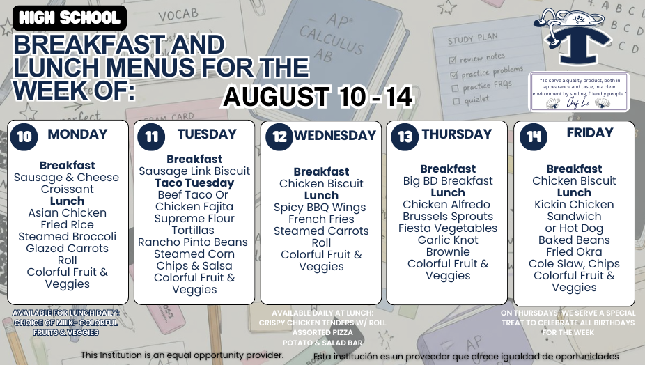 Weekly Lunch Menus