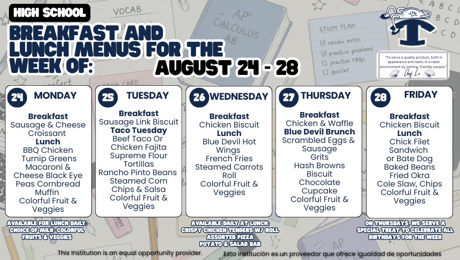 Breakfast and Lunch Menus