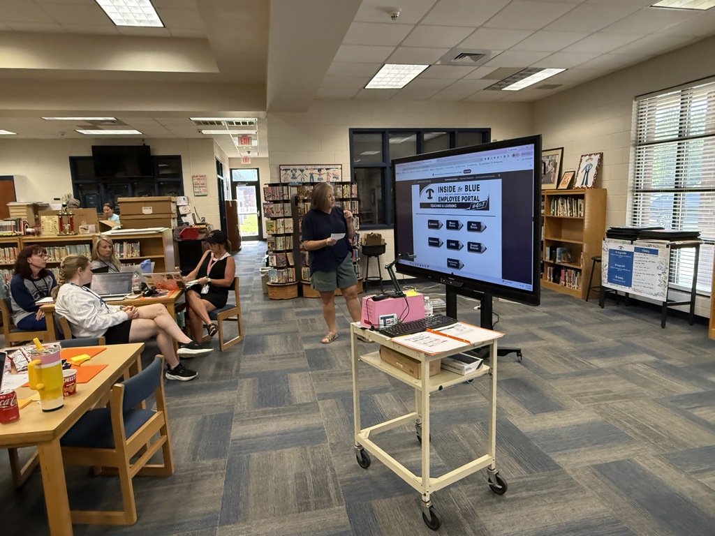 Teachers presenting at professional development. 