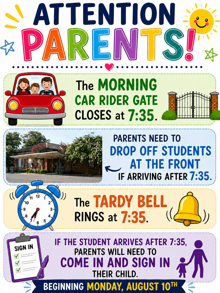 Car Rider Dismissal Times