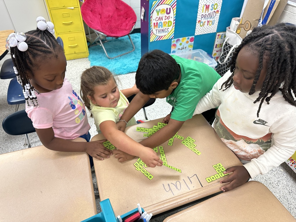 Students in Ms. Parker’s class are learning about place value and counting forwards/backwards within 120! Each group was given a 120 chart that had been cut in different pieces. They had to work together as a team to put the chart back together!