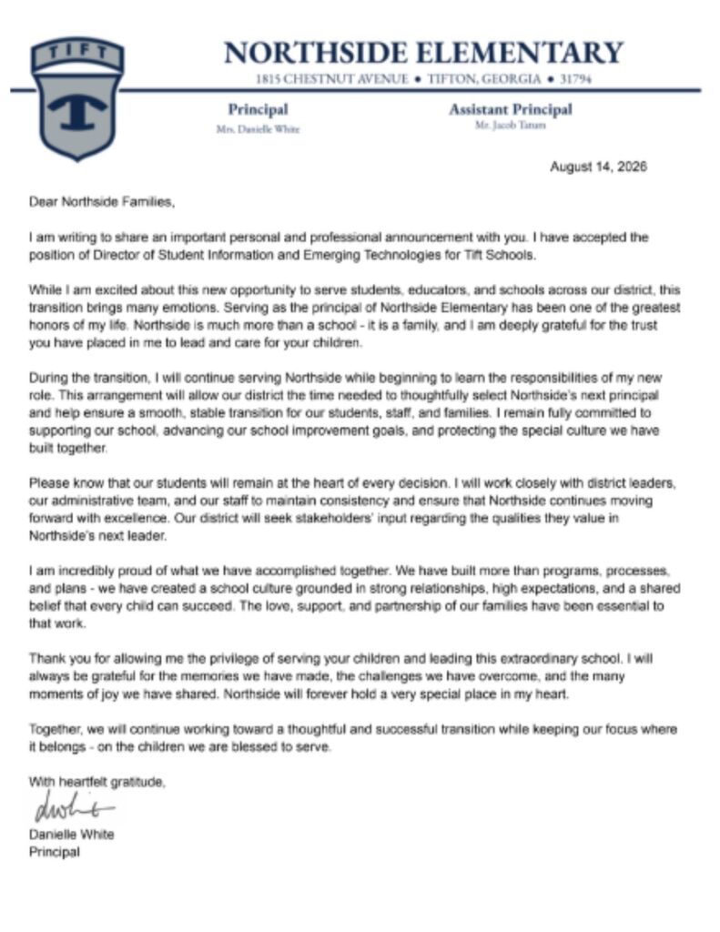 Message from Mrs. White