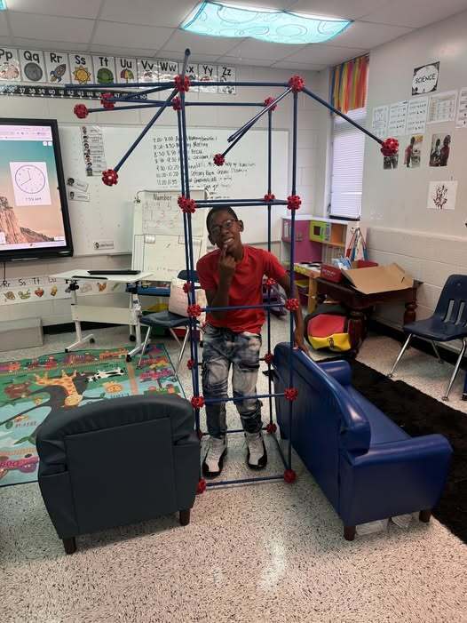 Student today, future craftsman tomorrow! Mrs. Cravey’s student loves to explore and use his creativity!