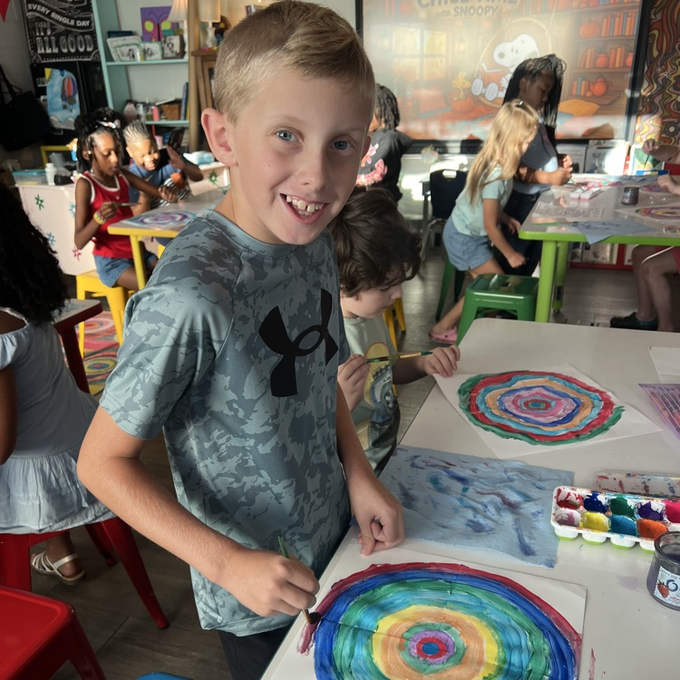Art students getting ready for Dot Day
