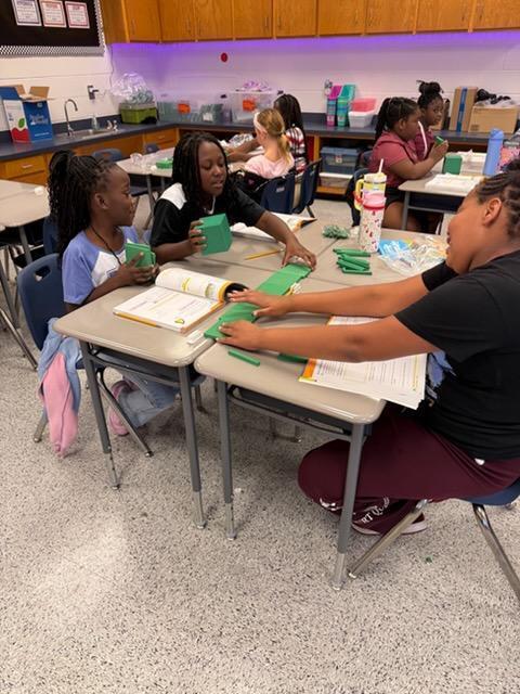 4th Graders learning Math with hands on.