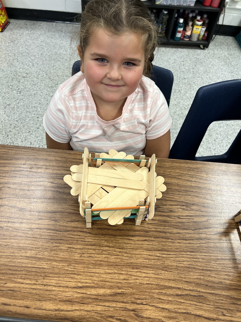 Mrs. Onyeri’s 1st Grade Gifted Resource Class is hard at work! After learning that animals need shelter, students tackled a STEM challenge to build an animal home using only tongue depressors and clothespins. Talk about creativity and problem-solving!