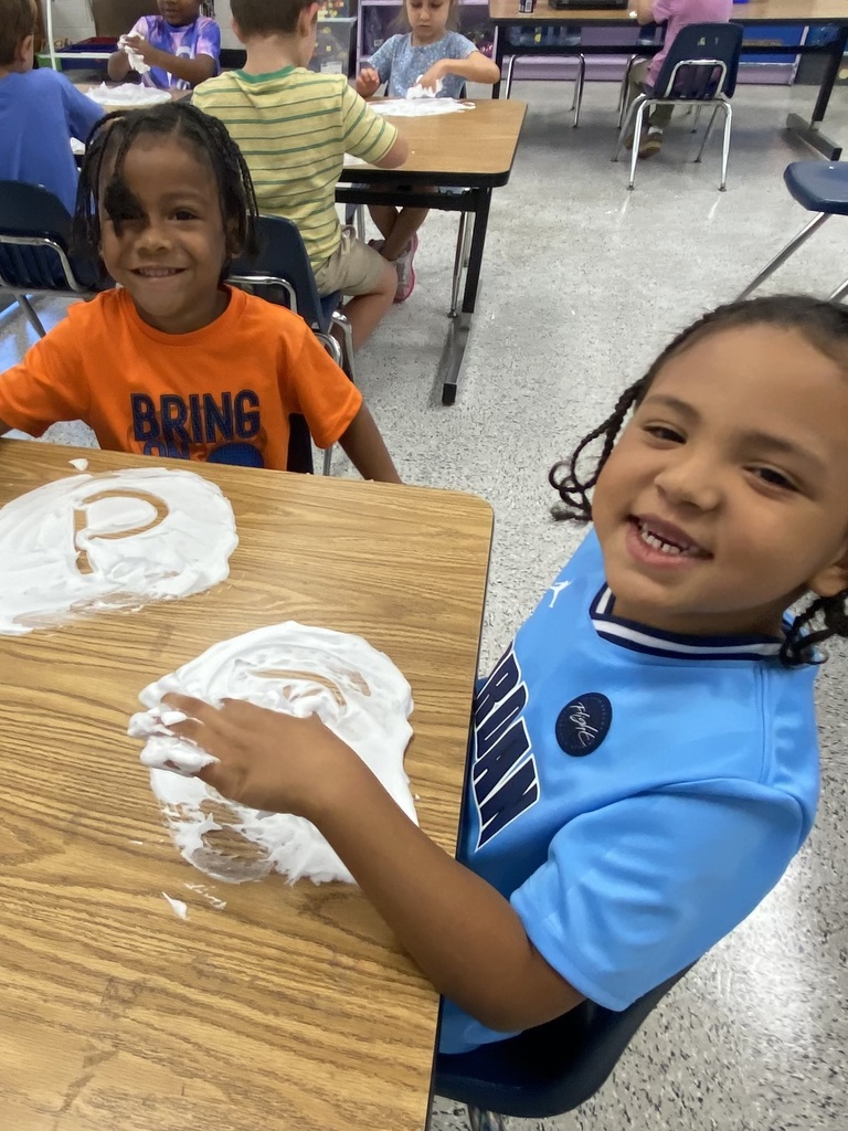 Students in Ms. Mitchell and Ms. Marchant's kindergarten classroom did a wonderful job practicing writing their letters and names and building patterns! We are so proud of these little learners and their hard work. 💙😀 #wearejtr #4theT