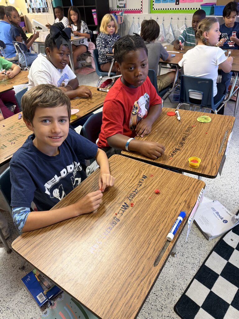 Students use play-doh to practice the use of quotation marks!