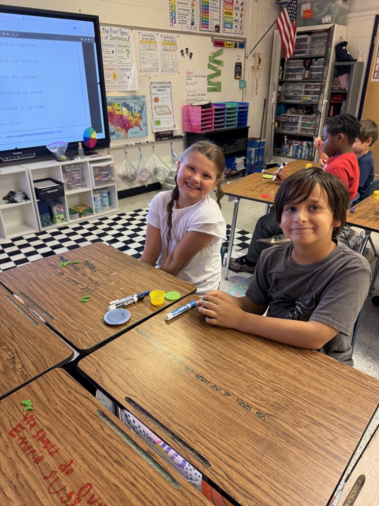 Students use play-doh to practice the use of quotation marks!