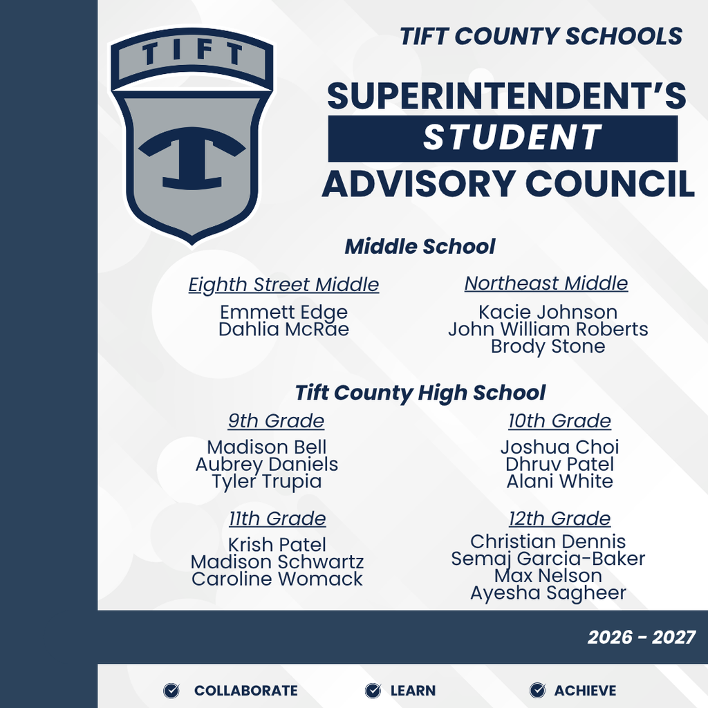 Superintendent's Student Advisory Council Names