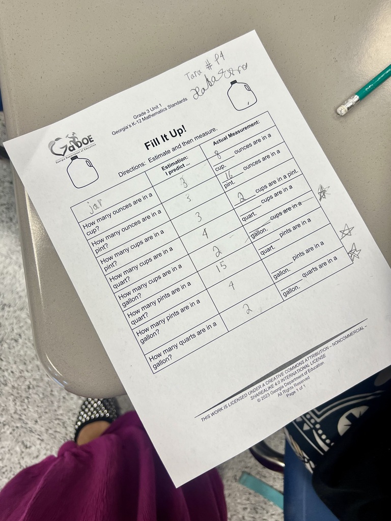 Hands on Math in Mrs. Deen's 3rd grade class.