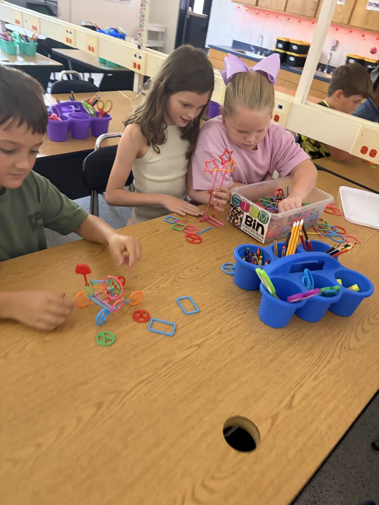 Mrs. DeMott's students get creative with STEM Bins.