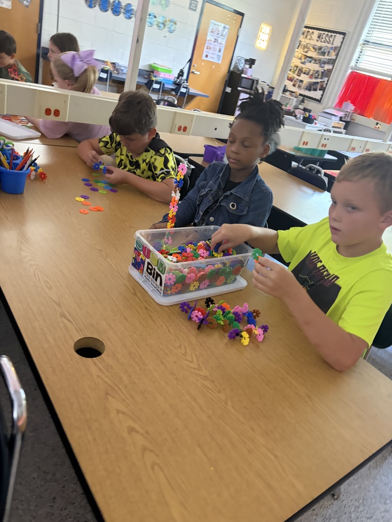 Mrs. DeMott's students get creative with STEM Bins.