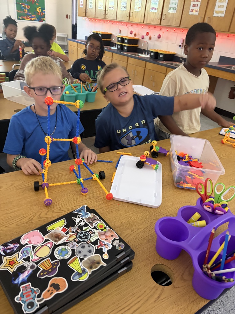 Mrs. DeMott's students get creative with STEM Bins.
