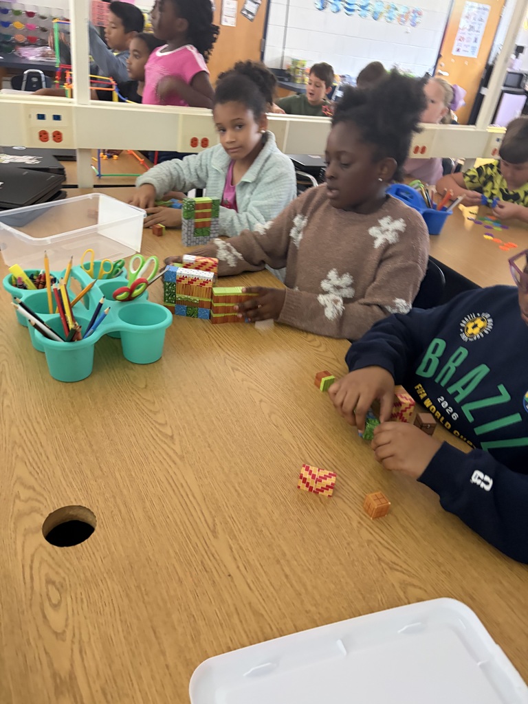Mrs. DeMott's students get creative with STEM Bins.