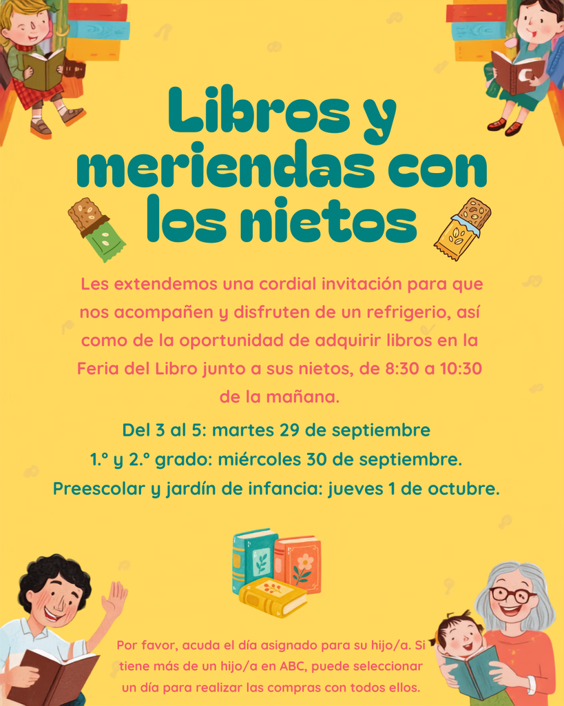 Books and Bites with Grands event Sept. 29th - Oct. 1st