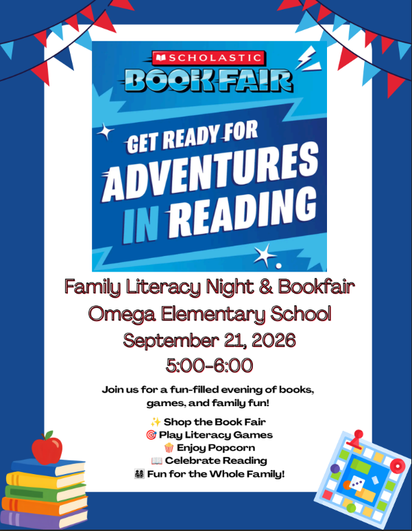 Omega Elementary School Literacy Night Flyer