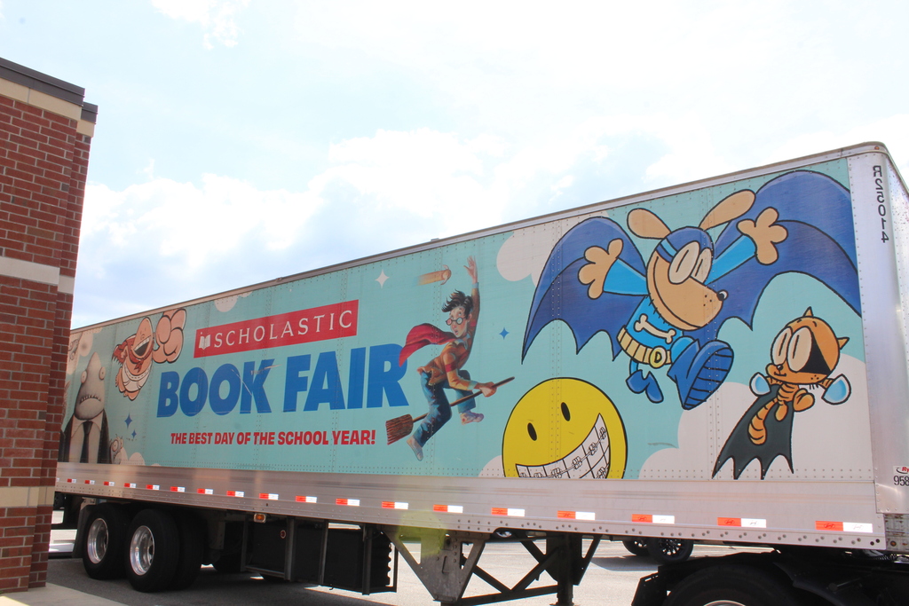 Scholastic Book Fair delivery truck for Omega Elementary School.