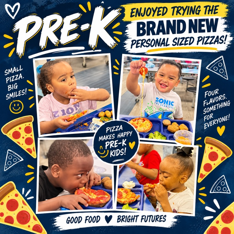 pre-K eating pizza