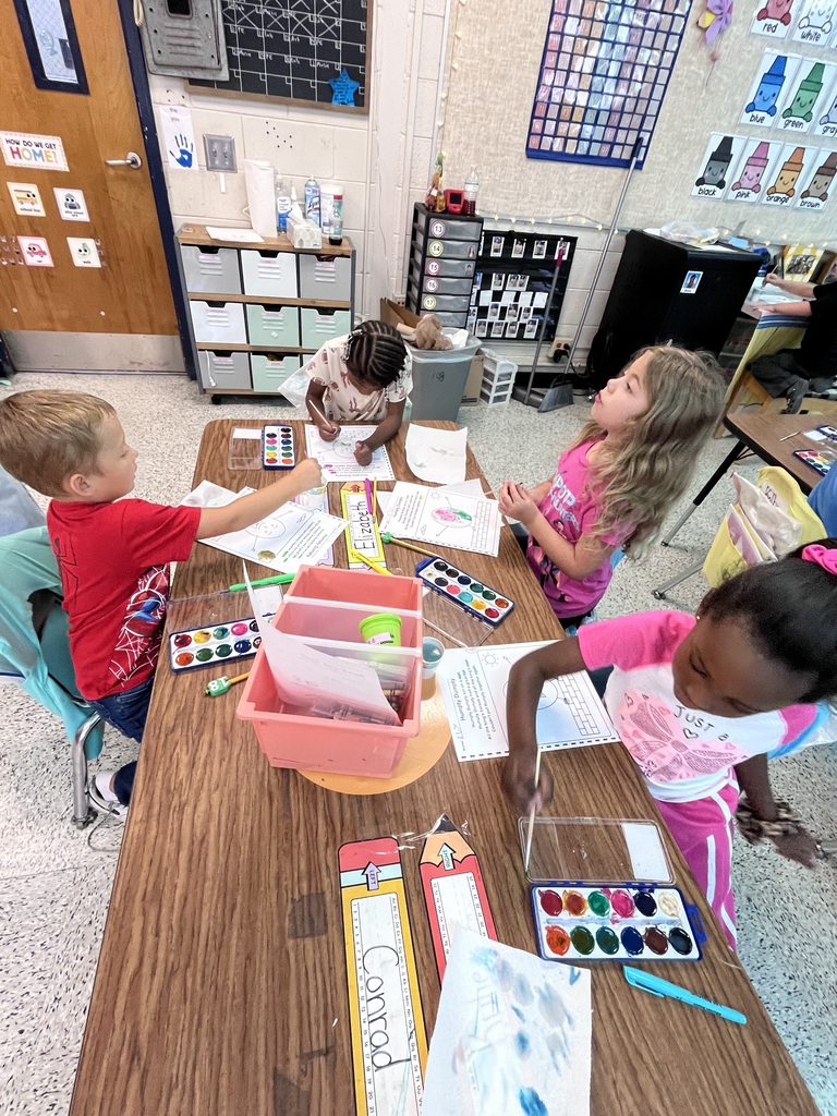 Mrs. Webster’s class found rhyming words in Humpty Dumpty then had a great time painting the picture with watercolors for our rhyming book