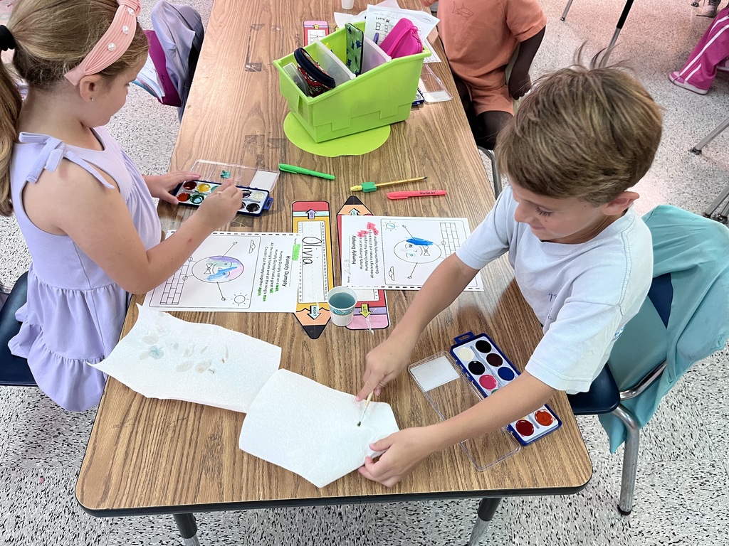 Mrs. Webster’s class found rhyming words in Humpty Dumpty then had a great time painting the picture with watercolors for our rhyming book