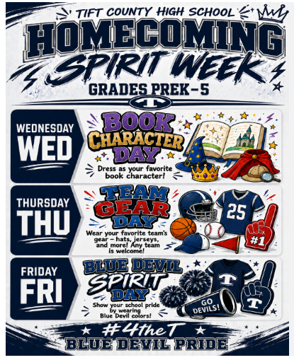 Omega Elementary School Homecoming Spirit Week dress up days.