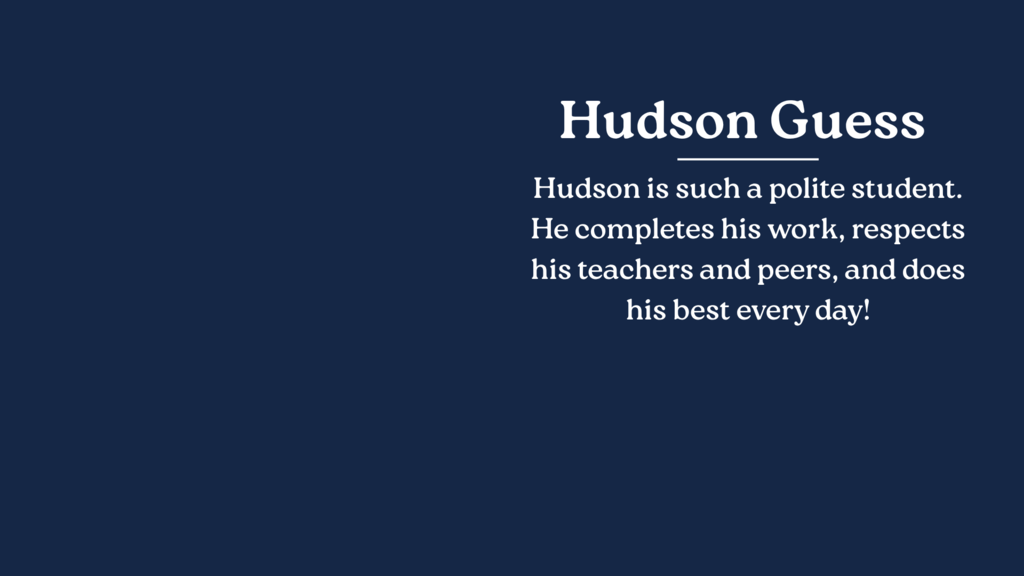 Hudson Guess Student of the Month