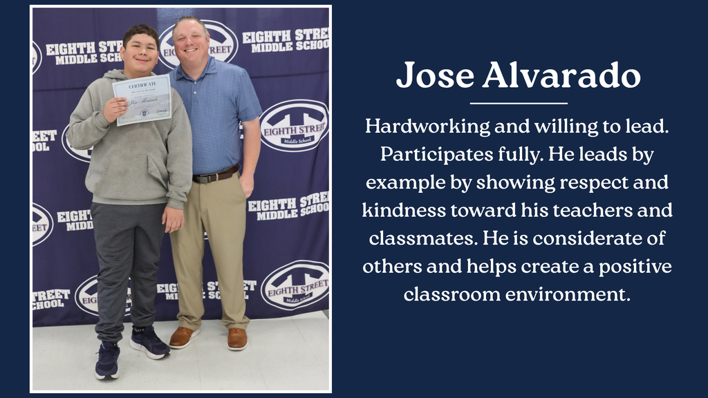Jose Alvarado Student of the Month