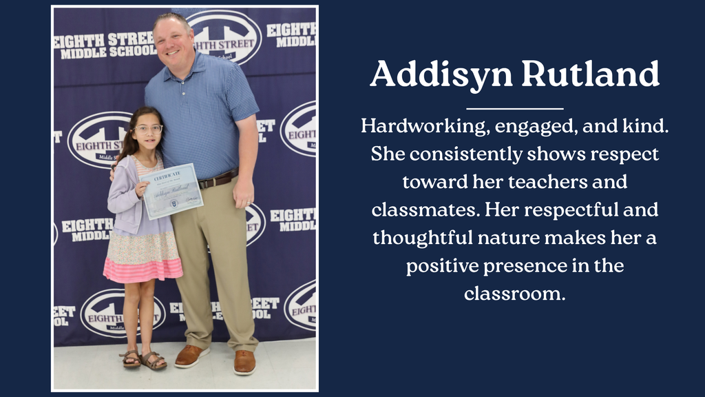 Addisyn Rutland Student of the Month