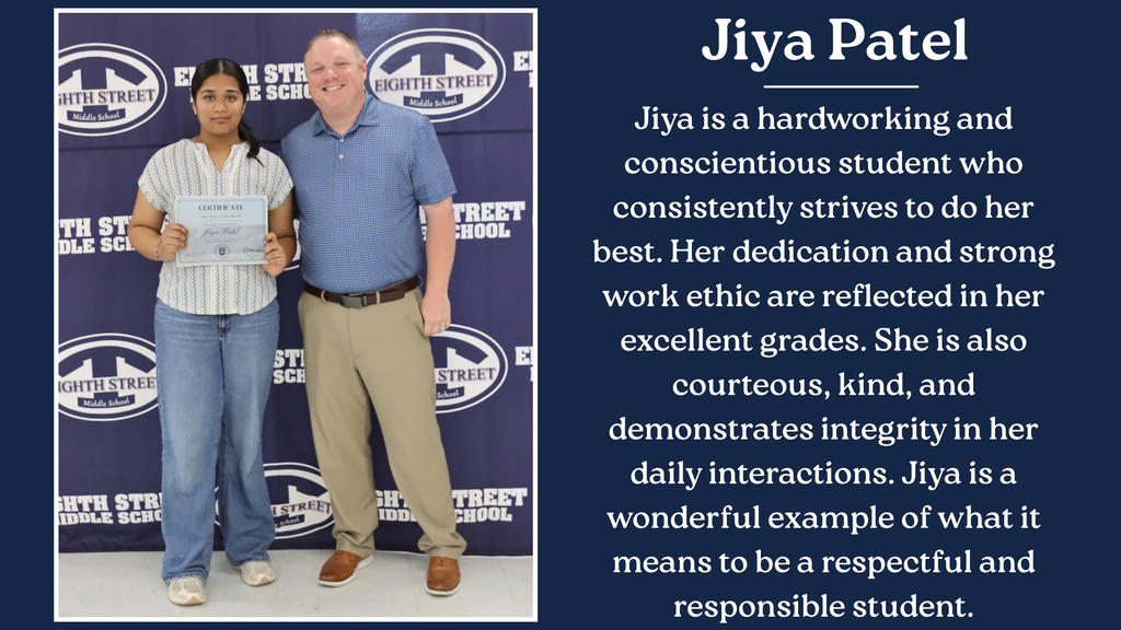 Jiya Patel Student of the Month