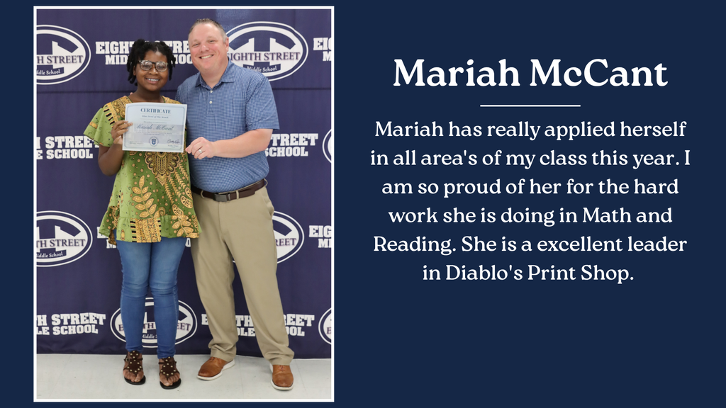 Mariah McCant Student of the Month