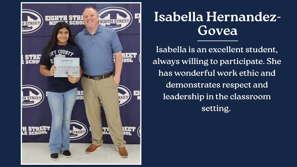 Isabella Hernandez-Govea Student of the Month