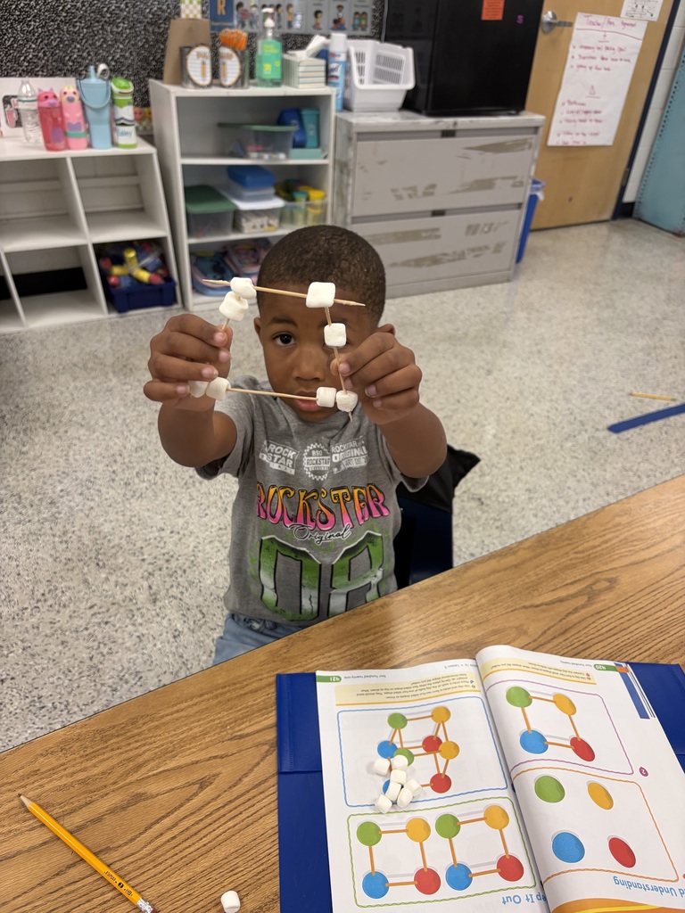 Mrs. Prince and Bryant’s kindergarten class enjoyed making 3-D shapes from toothpicks and marshmallows! 🧊💙 #wearejtr #4theT