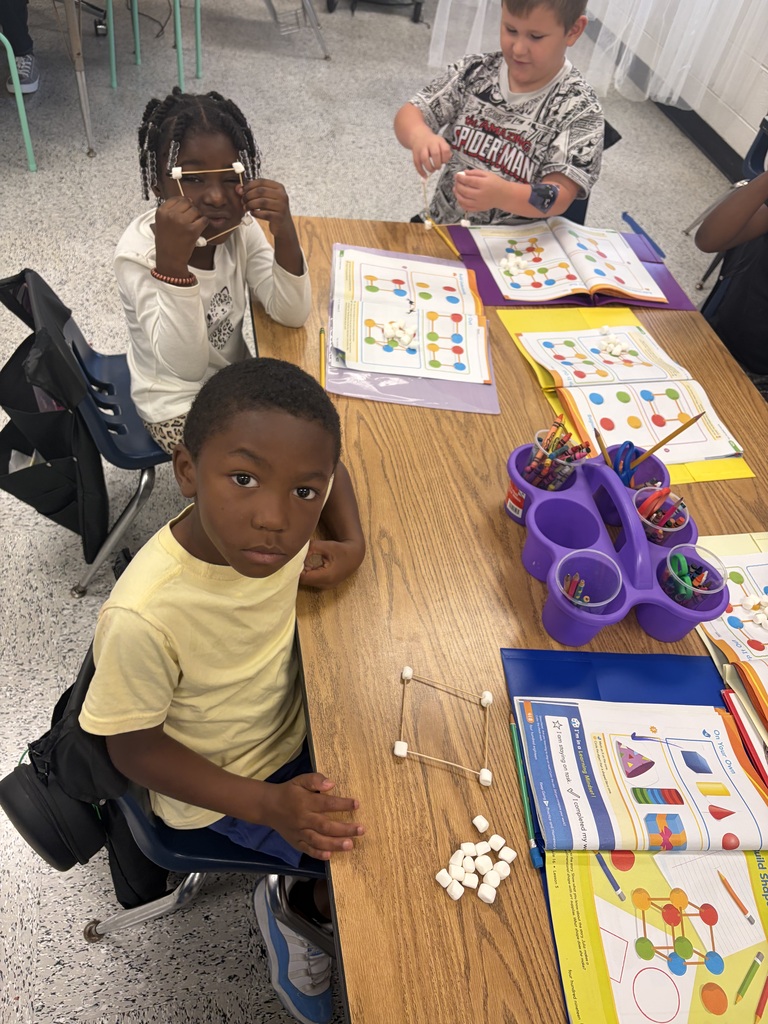 Mrs. Prince and Bryant’s kindergarten class enjoyed making 3-D shapes from toothpicks and marshmallows! 🧊💙 #wearejtr #4theT