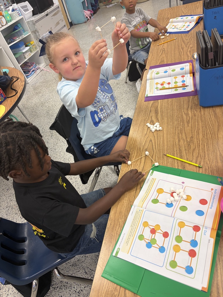 Mrs. Prince and Bryant’s kindergarten class enjoyed making 3-D shapes from toothpicks and marshmallows! 🧊💙 #wearejtr #4theT