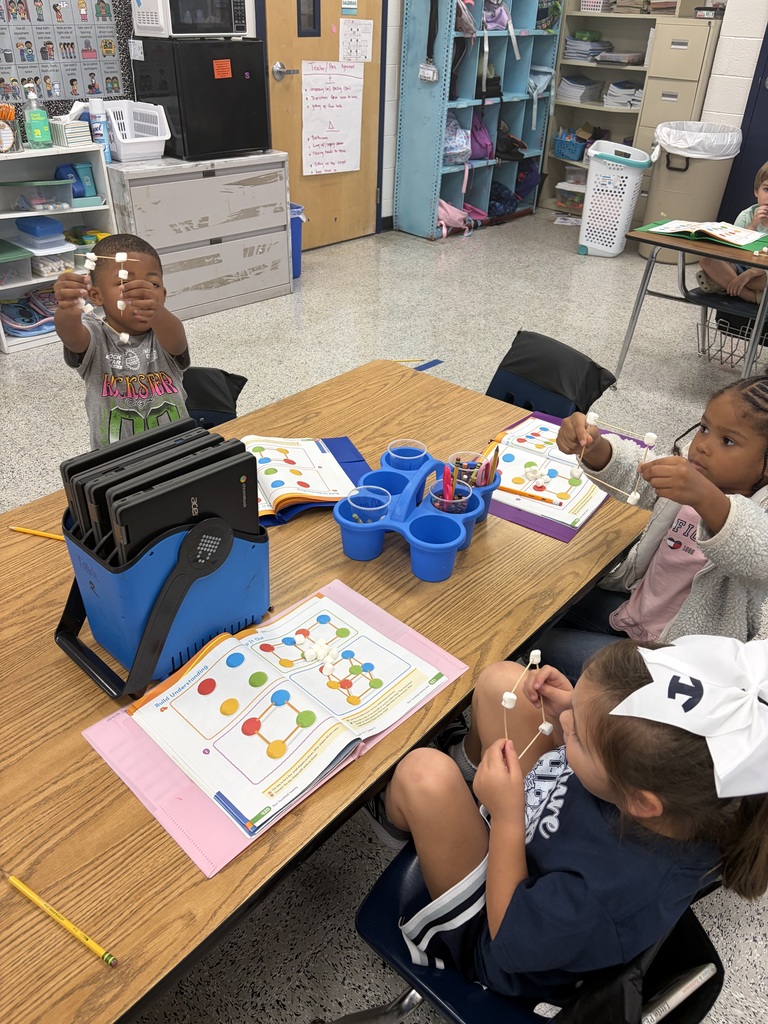 Mrs. Prince and Bryant’s kindergarten class enjoyed making 3-D shapes from toothpicks and marshmallows! 🧊💙 #wearejtr #4theT