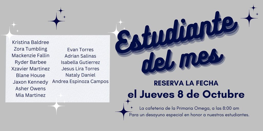 Student of the Month Flyer October - Spanish
