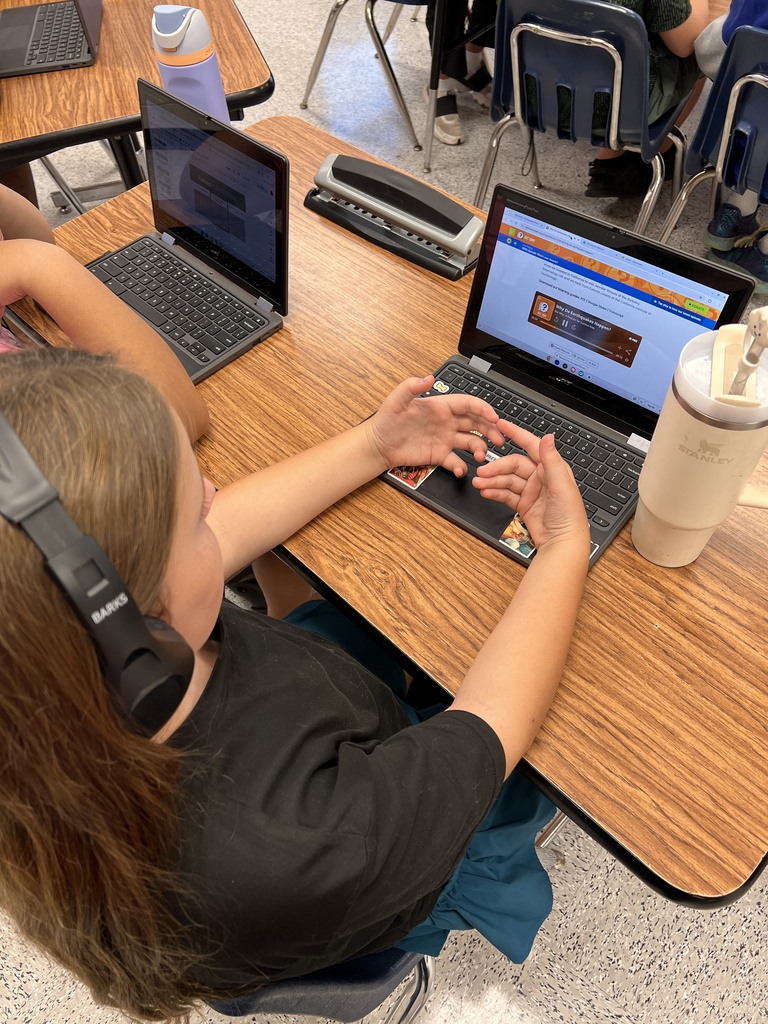 Learning can look and sound different! 5th graders in Mrs. Onyeri's class are learning through multiple modes today! Students are listening to a podcast (auditory mode), reading questions (visual/written mode), and writing their responses (written mode). They’re learning that information can be presented and understood in different ways and practicing how to gather information across those modes. Different modes. Meaningful learning! 💙 #wearejtr #4theT