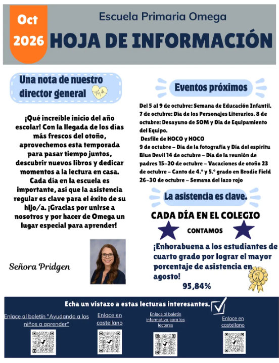 October School Newletter Pg 1 - Spanish