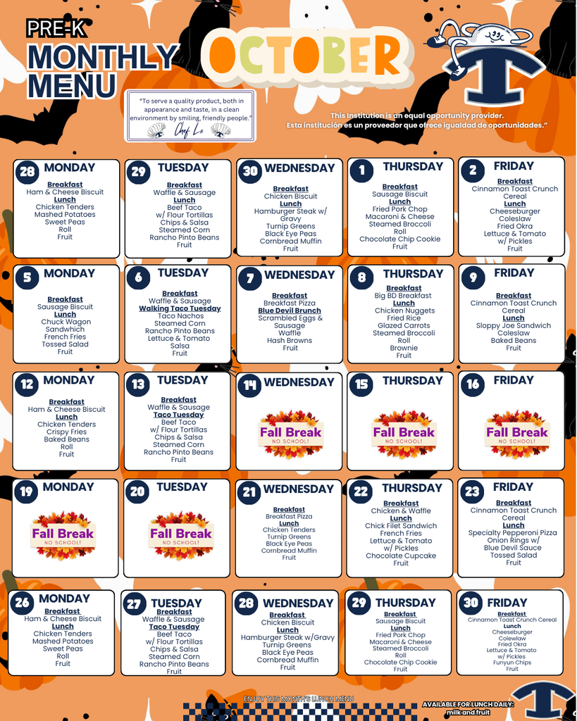 October Menus