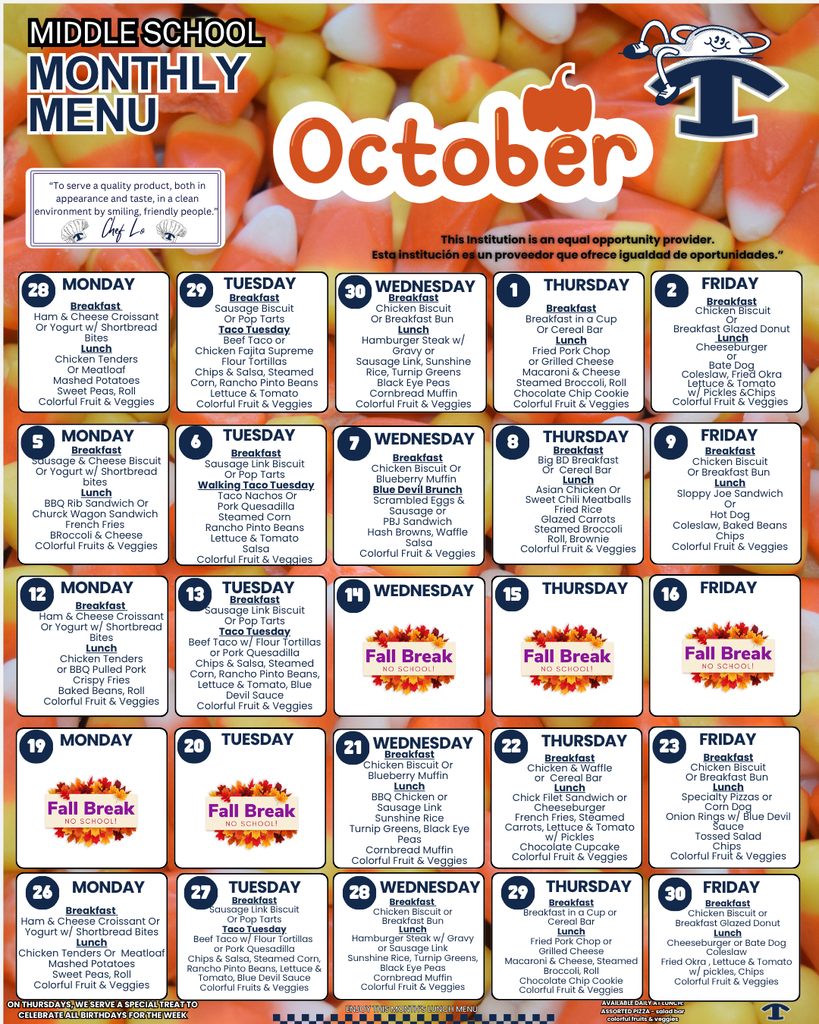 October Menus