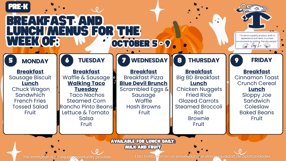 Weekly Breakfast and Lunch Menus