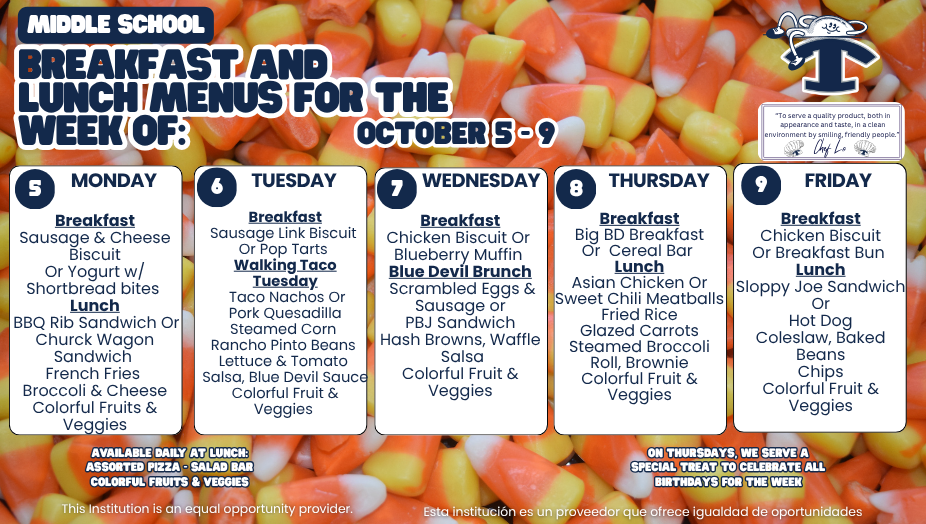 Weekly Breakfast and Lunch Menus