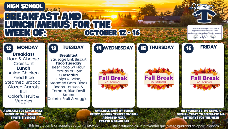 Breakfast and Lunch Menus