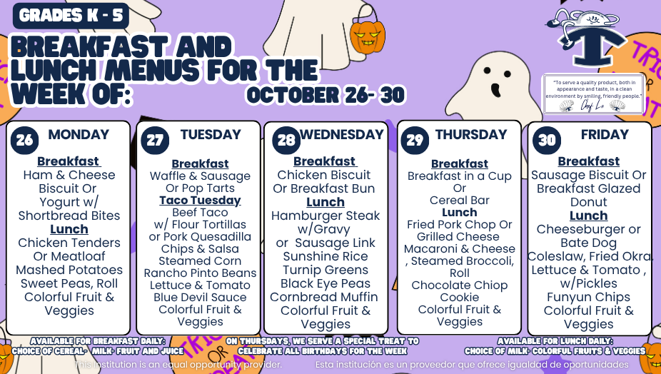 Breakfast and Lunch Menus