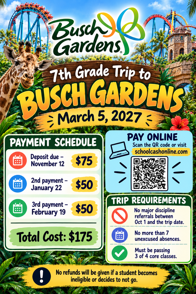 BUSCH GARDENS FIELD TRIP